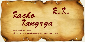 Racko Kangrga vizit kartica